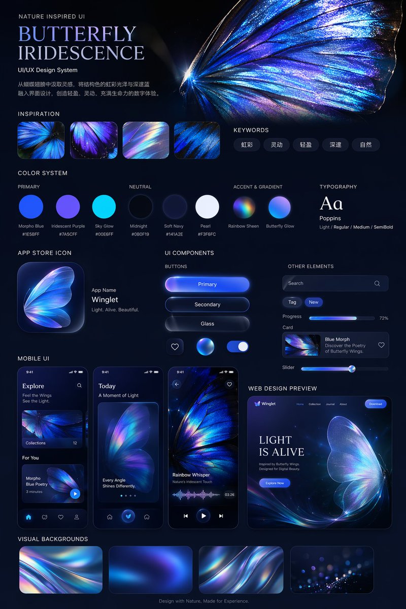 虹彩蝴蝶 UI/UX 设计系统