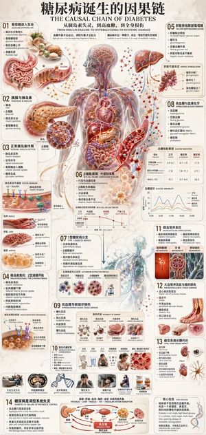 糖尿病进展医学信息图