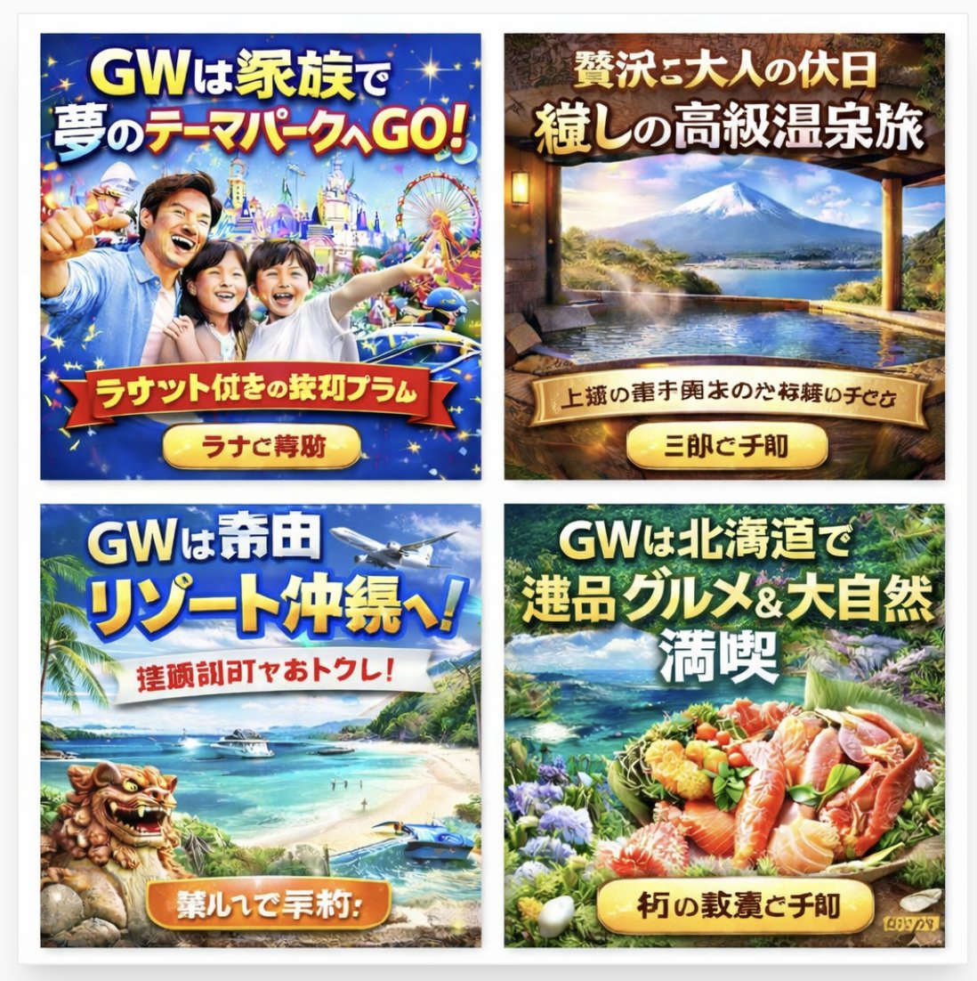 四款日本旅游广告海报