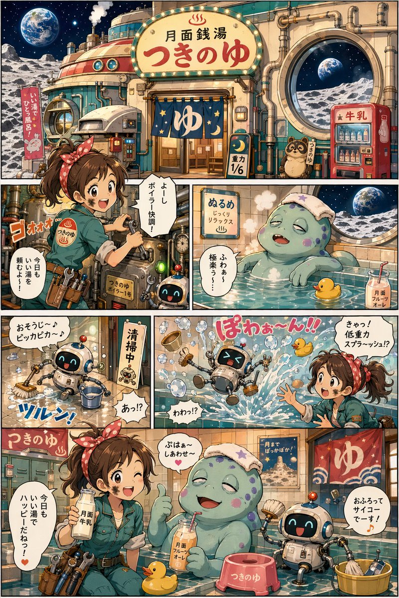 月面澡堂喜剧漫画页面