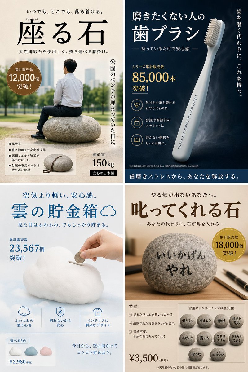 讽刺风四格产品广告