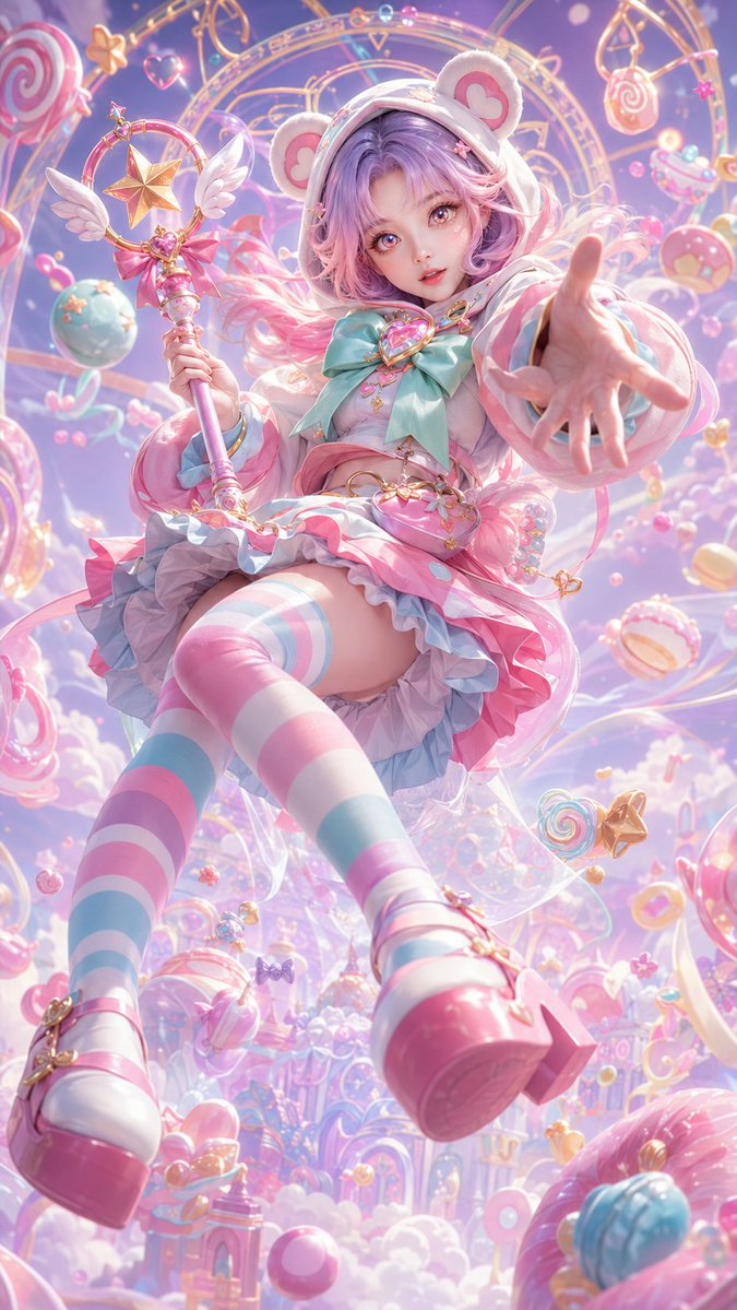 3D CG 糖果世界魔法少女海报